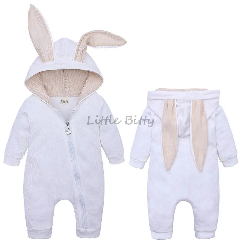 Bunny Clothes With Ear Spring Autumn Newborn Baby Boys Rabbit Cartoon Hooded Rompers Infant Jumpsuits Easter Bunny Baby Romper Zipper Newborn Clothes ShopOnlyDeal