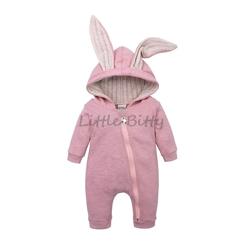 Bunny Clothes With Ear Spring Autumn Newborn Baby Boys Rabbit Cartoon Hooded Rompers Infant Jumpsuits Easter Bunny Baby Romper Zipper Newborn Clothes ShopOnlyDeal