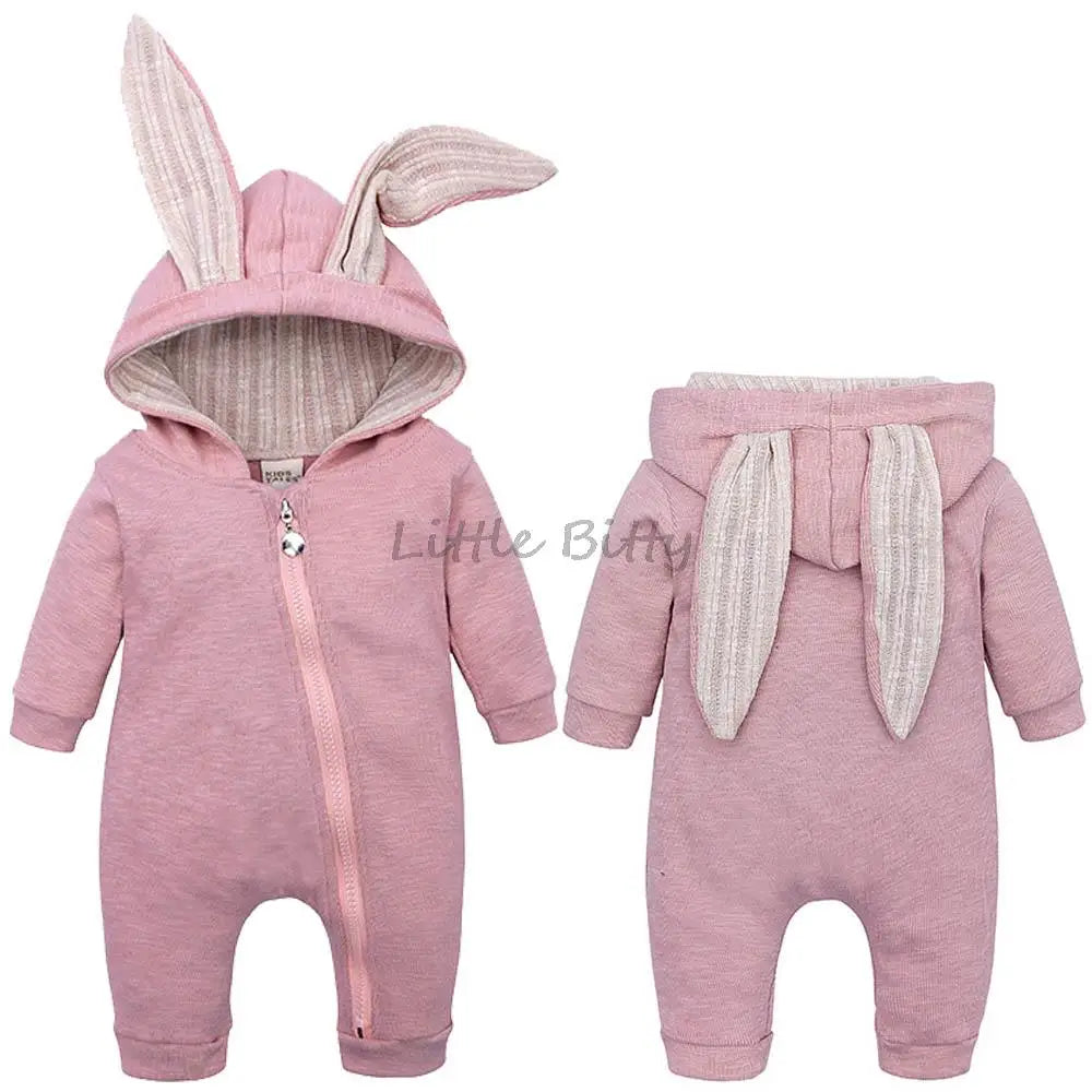 Bunny Clothes With Ear Spring Autumn Newborn Baby Boys Rabbit Cartoon Hooded Rompers Infant Jumpsuits Easter Bunny Baby Romper Zipper Newborn Clothes ShopOnlyDeal