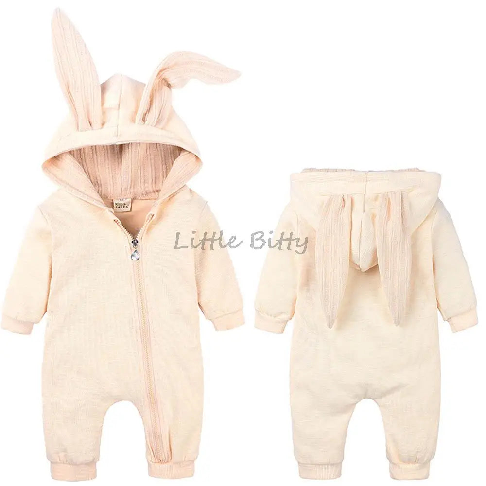 Bunny Clothes With Ear Spring Autumn Newborn Baby Boys Rabbit Cartoon Hooded Rompers Infant Jumpsuits Easter Bunny Baby Romper Zipper Newborn Clothes ShopOnlyDeal