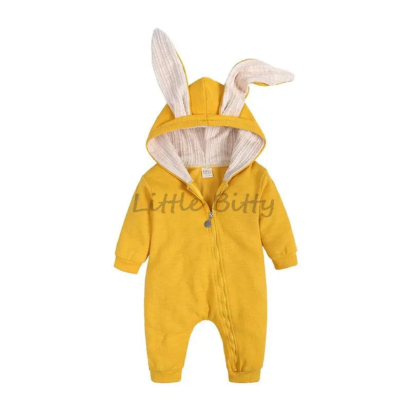 Bunny Clothes With Ear Spring Autumn Newborn Baby Boys Rabbit Cartoon Hooded Rompers Infant Jumpsuits Easter Bunny Baby Romper Zipper Newborn Clothes ShopOnlyDeal