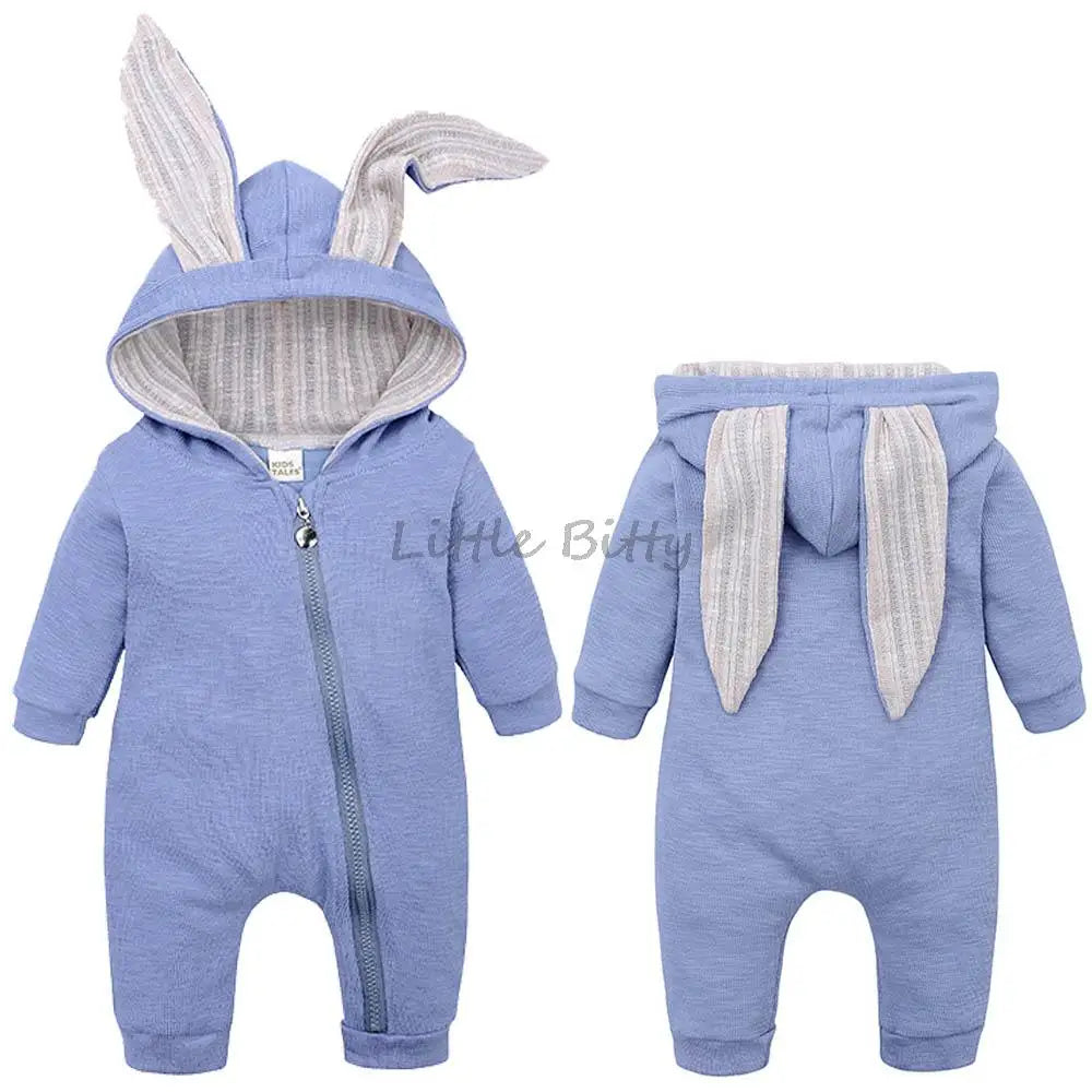 Bunny Clothes With Ear Spring Autumn Newborn Baby Boys Rabbit Cartoon Hooded Rompers Infant Jumpsuits Easter Bunny Baby Romper Zipper Newborn Clothes ShopOnlyDeal