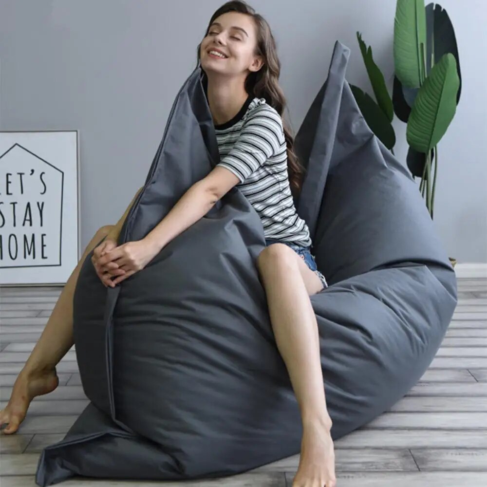 Square BeanBag Sofa Cover Chairs without Filler Waterproof Lounger Seat Bean Bag Puff Couch Tatami Living Room Furniture Shop906227 Store