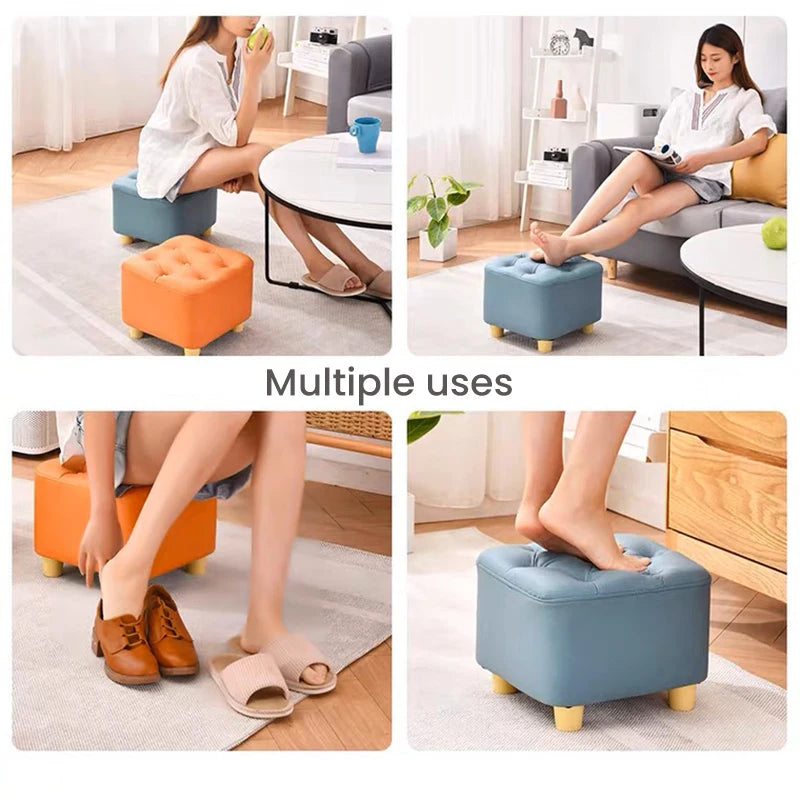 Ottoman Stool Furniture Square Soft Stool Sofa Stools Change Shoes At The Door Multifunction Household Ottoman Modern Simple Round Stool ShopOnlyDeal