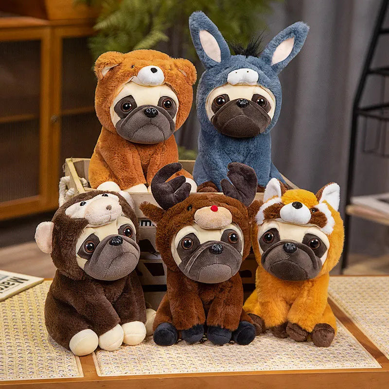 Pug Plush Toy Stuffed Real Life Dogs Plush Shar pei Puppy Pet Toy Pug Turns Into Bear Raccoon Elk Monkey Animal Doll Birthday Christmas Gifts ShopOnlyDeal