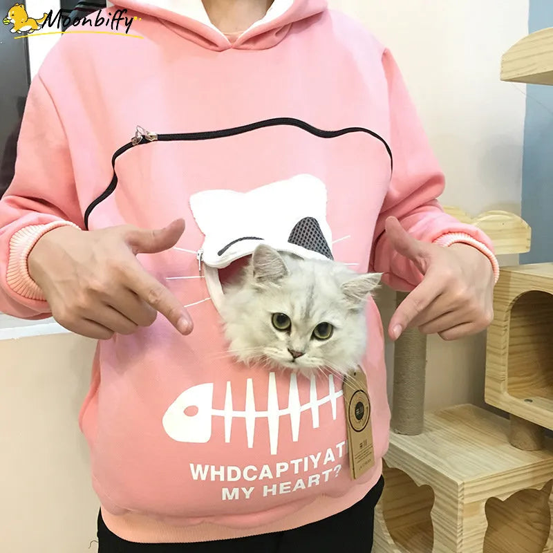 Sweatshirt Cat Lovers Hoodie Kangaroo Dog Pet Paw Pullovers Cuddle Pouch Cat Carrier Sweatshirt Pocket Animal Ear Hooded Plus High Quality Pet Supplies Store