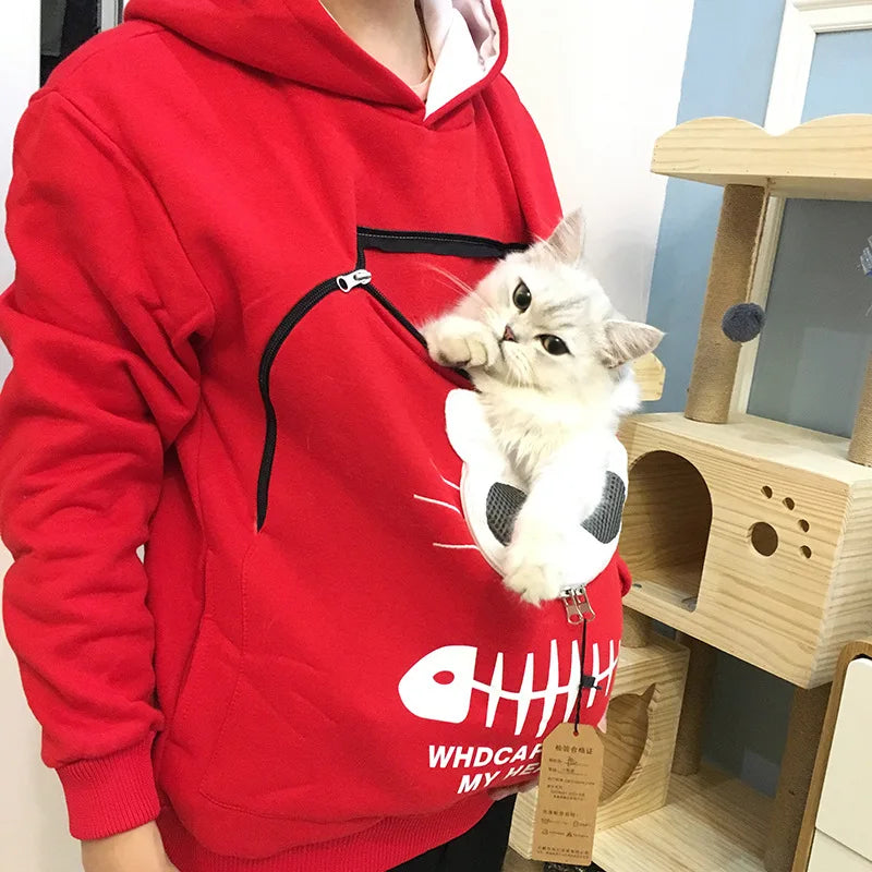 Sweatshirt Cat Lovers Hoodie Kangaroo Dog Pet Paw Pullovers Cuddle Pouch Cat Carrier Sweatshirt Pocket Animal Ear Hooded Plus High Quality Pet Supplies Store