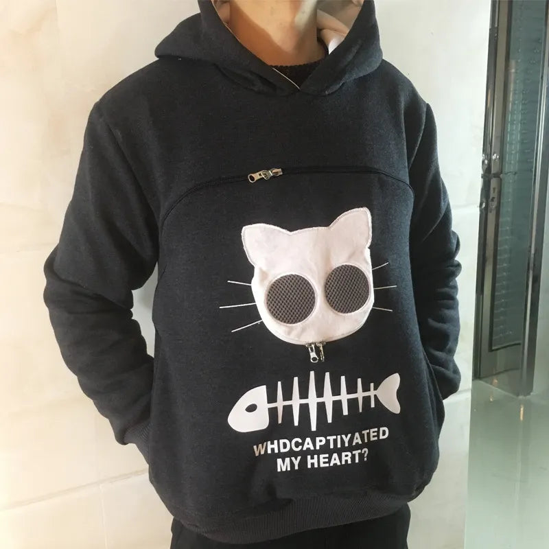 Sweatshirt Cat Lovers Hoodie Kangaroo Dog Pet Paw Pullovers Cuddle Pouch Cat Carrier Sweatshirt Pocket Animal Ear Hooded Plus High Quality Pet Supplies Store