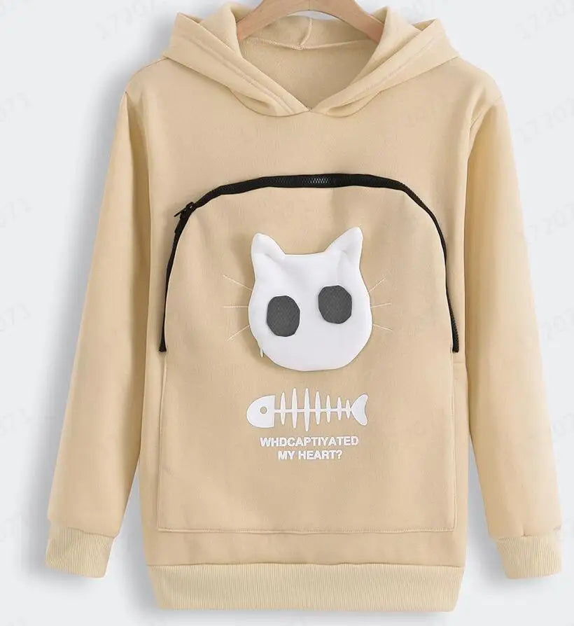 Sweatshirt Cat Lovers Hoodie Kangaroo Dog Pet Paw Pullovers Cuddle Pouch Cat Carrier Sweatshirt Pocket Animal Ear Hooded Plus High Quality Pet Supplies Store