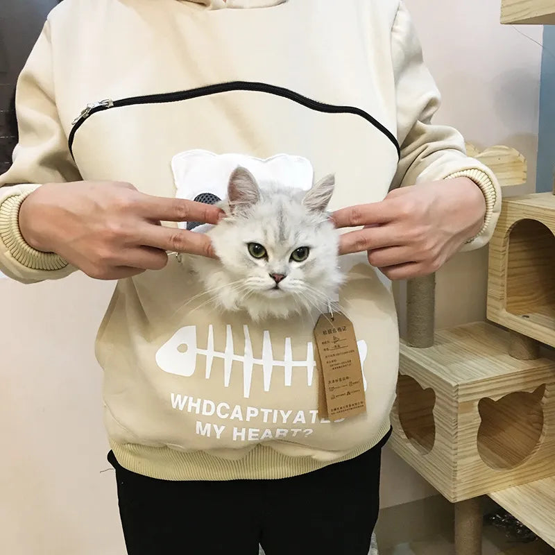 Sweatshirt Cat Lovers Hoodie Kangaroo Dog Pet Paw Pullovers Cuddle Pouch Cat Carrier Sweatshirt Pocket Animal Ear Hooded Plus High Quality Pet Supplies Store