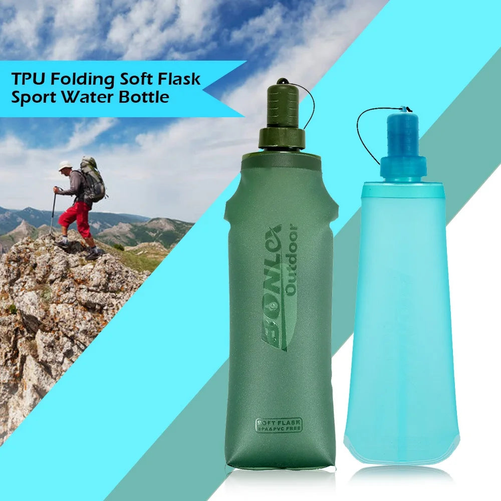 TPU Folding Soft Flask Sport Water Bottle Running Camping Hiking Water Bag Collapsible Drink Water Bottle Water Bag ShopOnlyDeal