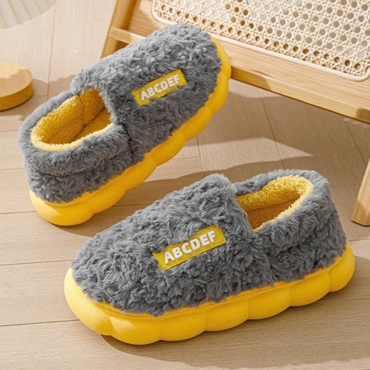 Winter Thick Sole Home Indoor Outside Men And Women Couples Winter Household Warm Fluffy Slippers High Heels Plush Cotton Shoes Ladies ShopOnlyDeal