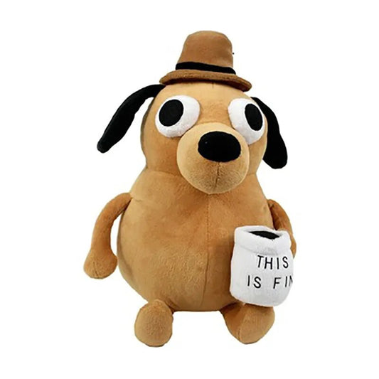 This Is Fine Meme Coffee Dog Plush Toy Soft Stuffed Doll Stuffed Plush Animals Kids Toy Gift for Children Boy Birthday ShopOnlyDeal