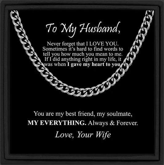 To My Husband Stainless Steel Cuban Chain Necklace for Husband,Birthday Gifts for Husband ShopOnlyDeal