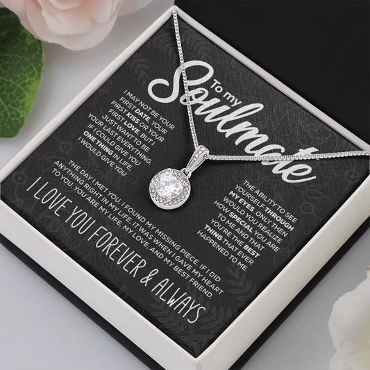 To My Soulmate Micro-set Sparkle Round Zircon Pendant Necklace With Card Box for Women Lovers Vintage Classical Jewelry Gifts ShopOnlyDeal