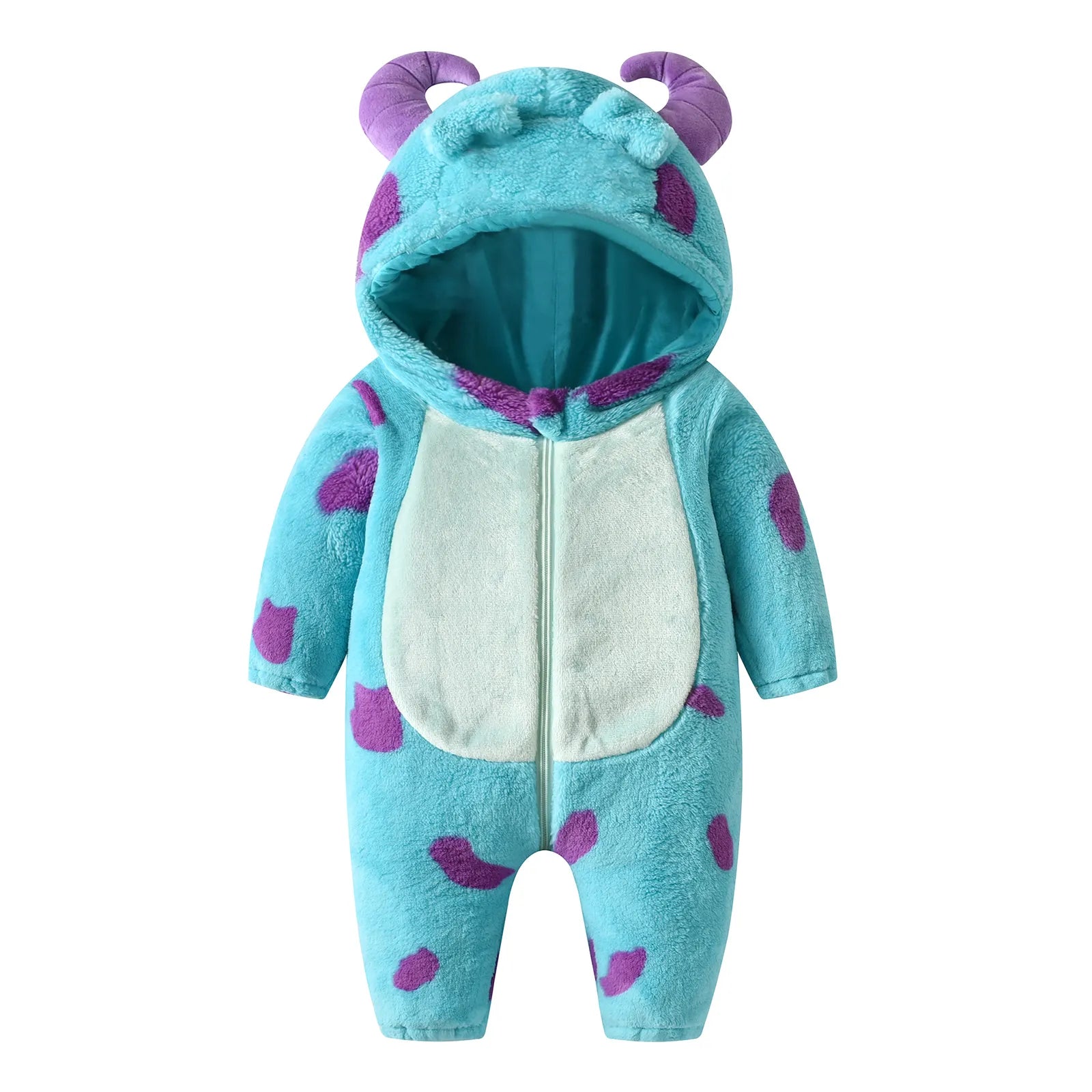 Halloween Toddler Baby Monster Thicken Costume Fleece Rompers Cartoon Animal Horn Hooded Jumpsuit Warm Kids Winter Outerwear Infant Playsuits Clothes ShopOnlyDeal