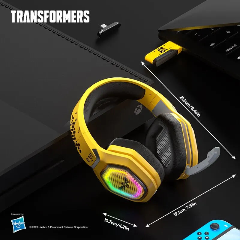 Transformers TF-G01 Gaming Headphones Bluetooth 5.3 Wired Headset Low Latency RGB Headphones with Mic Sport Earphones 500mAh ShopOnlyDeal