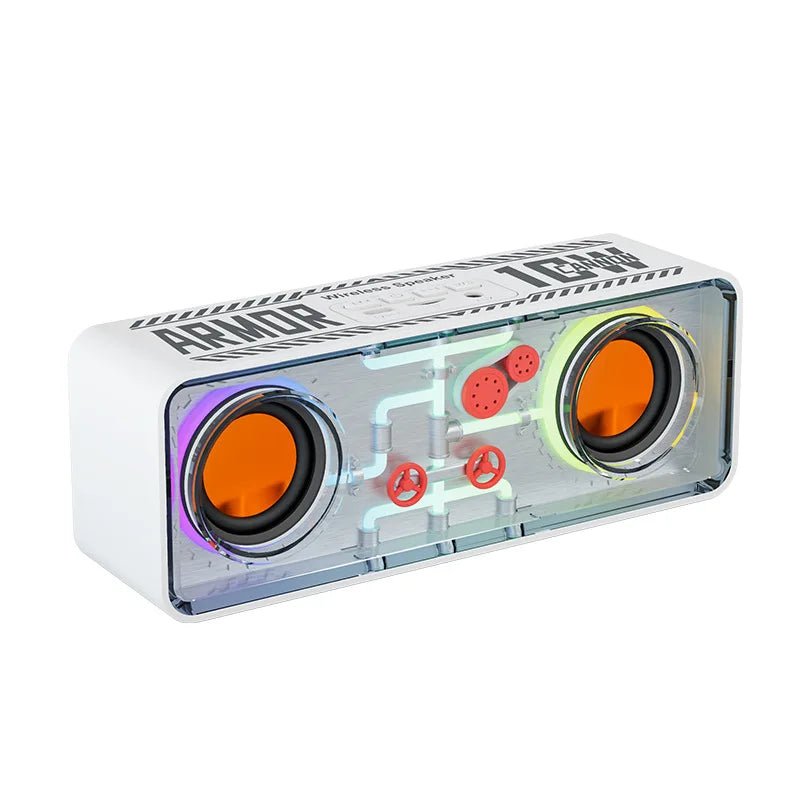 Transparent Mecha Wireless Bluetooth Speaker Portable Subwoofer Stereo Music Speakers TWS RGB Dual Machine Interconnection ShopOnlyDeal