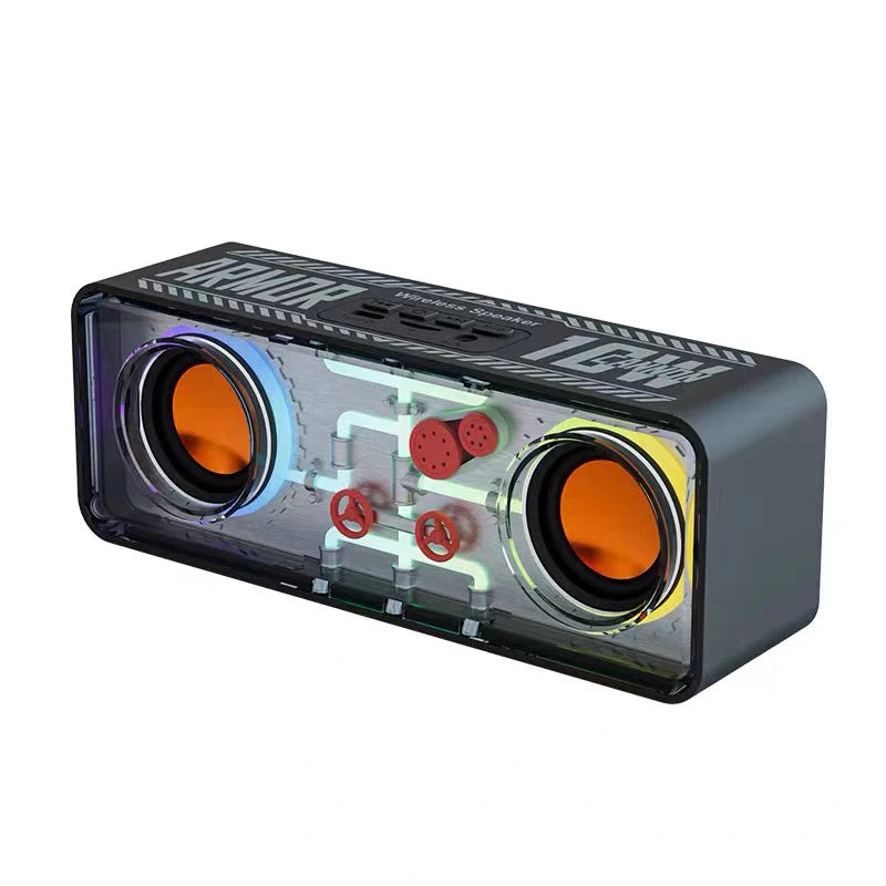 Transparent Mecha Wireless Bluetooth Speaker Portable Subwoofer Stereo Music Speakers TWS RGB Dual Machine Interconnection ShopOnlyDeal