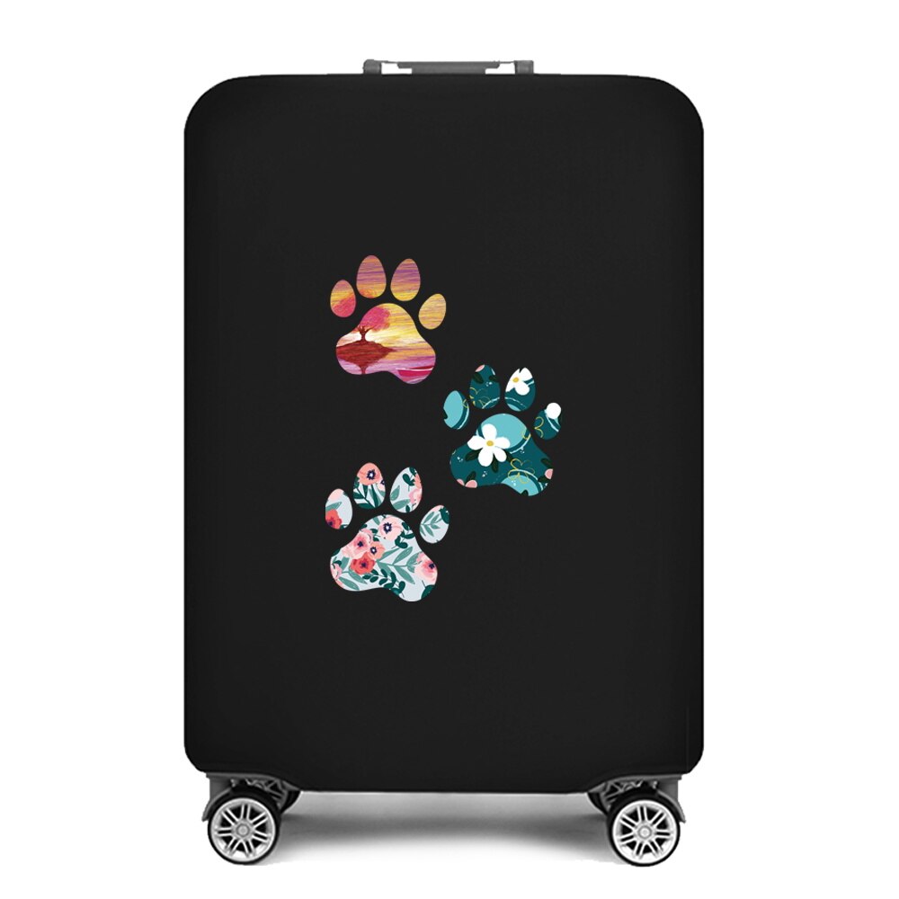 Travel Suitcase Protective Cover Luggage Case Footprints Printed Travel Accessories Elastic Dust Cover Apply To 18-28 Suitcase Wezndes Clothes Store