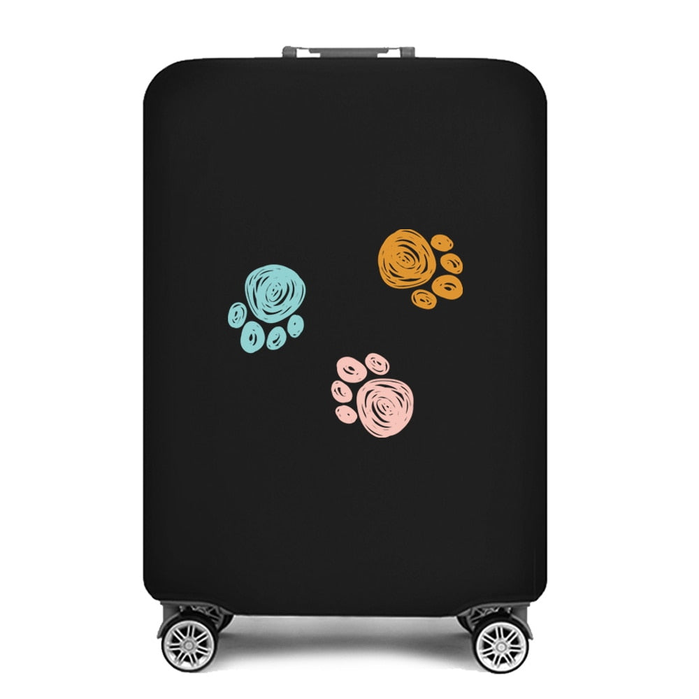 Travel Suitcase Protective Cover Luggage Case Footprints Printed Travel Accessories Elastic Dust Cover Apply To 18-28 Suitcase Wezndes Clothes Store