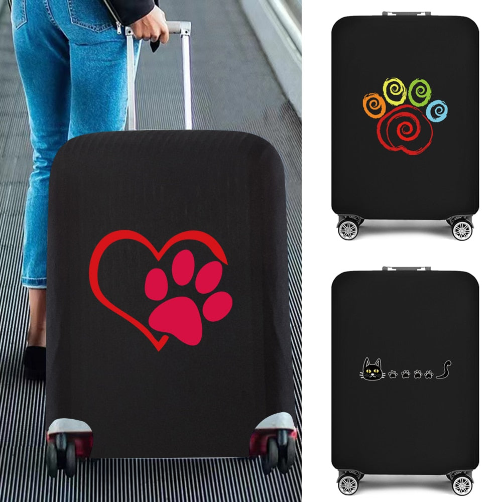 Travel Suitcase Protective Cover Luggage Case Footprints Printed Travel Accessories Elastic Dust Cover Apply To 18-28 Suitcase Wezndes Clothes Store