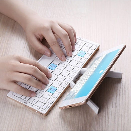 Tri-folding foldable Bluetooth Wireless Keyboard Aluminum Housing for iPad 7 8 9 iPhone 11 12 13 14 Z Fold 4 MateXS MiX Fold Xubmarine Store