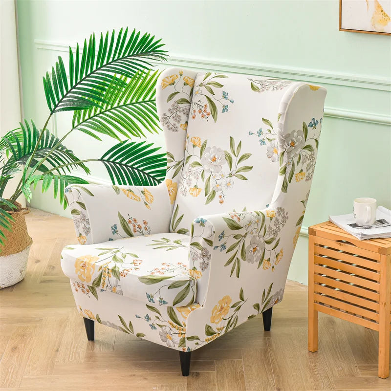 Armchair Covers Tropical Plants Wing Chair Cover Stretch Spandex Sofa Cover Europe Relax Sofa Slipcover With Seat Cushion Covers ModernLifeShow Store