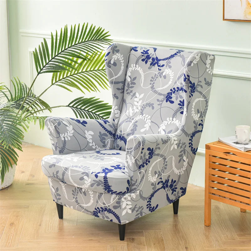 Armchair Covers Tropical Plants Wing Chair Cover Stretch Spandex Sofa Cover Europe Relax Sofa Slipcover With Seat Cushion Covers ModernLifeShow Store