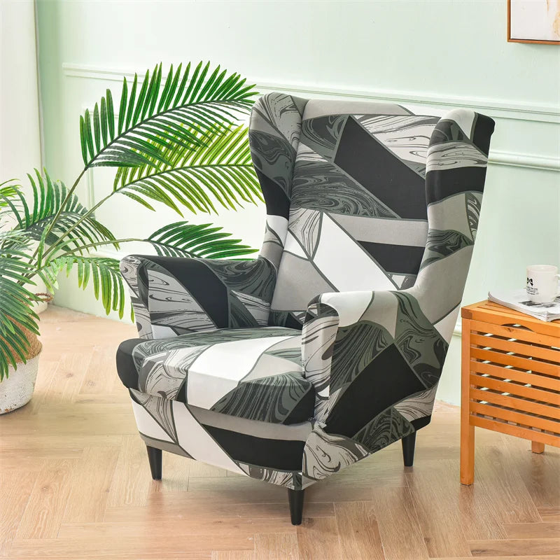 Armchair Covers Tropical Plants Wing Chair Cover Stretch Spandex Sofa Cover Europe Relax Sofa Slipcover With Seat Cushion Covers ModernLifeShow Store