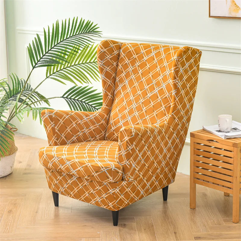 Armchair Covers Tropical Plants Wing Chair Cover Stretch Spandex Sofa Cover Europe Relax Sofa Slipcover With Seat Cushion Covers ModernLifeShow Store