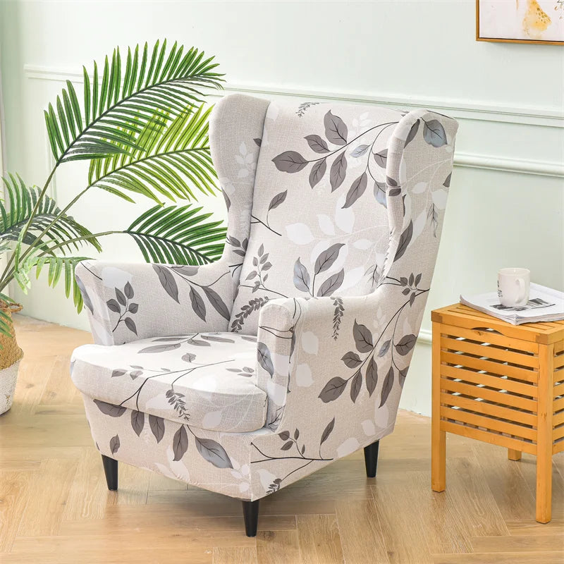 Armchair Covers Tropical Plants Wing Chair Cover Stretch Spandex Sofa Cover Europe Relax Sofa Slipcover With Seat Cushion Covers ModernLifeShow Store