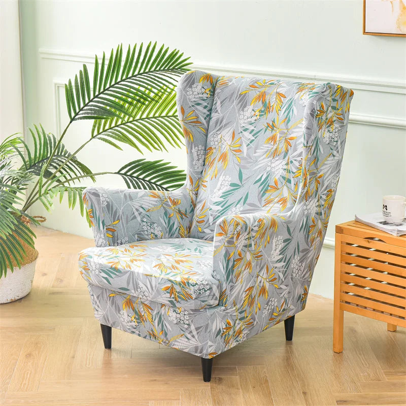 Armchair Covers Tropical Plants Wing Chair Cover Stretch Spandex Sofa Cover Europe Relax Sofa Slipcover With Seat Cushion Covers ModernLifeShow Store