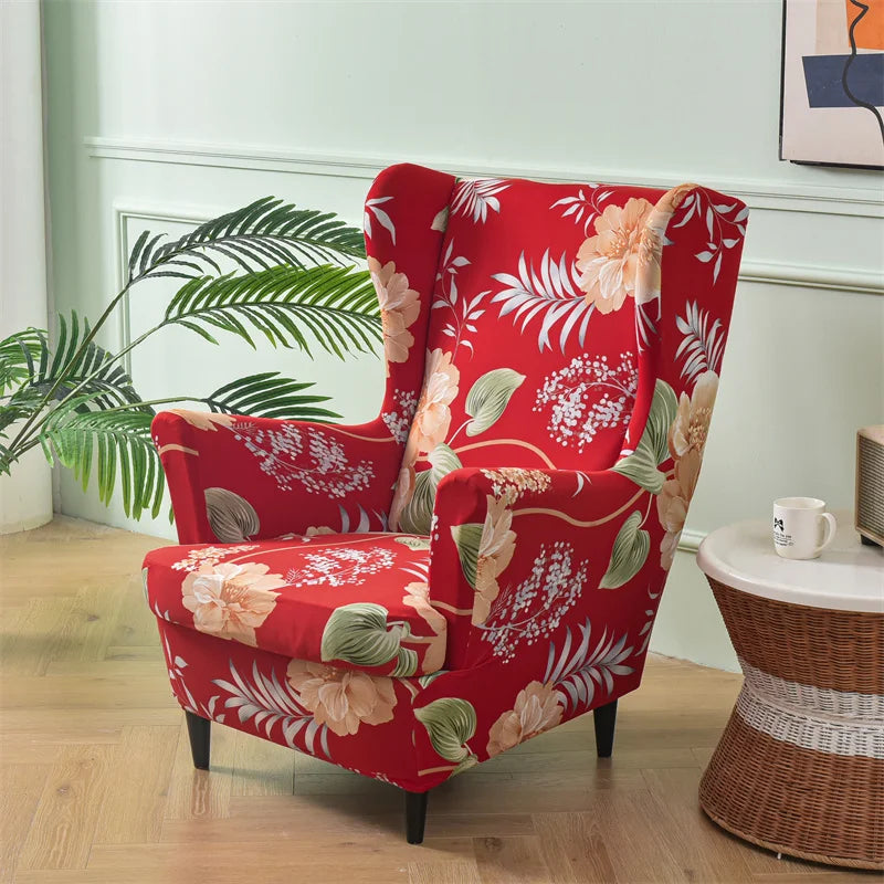 Armchair Covers Tropical Plants Wing Chair Cover Stretch Spandex Sofa Cover Europe Relax Sofa Slipcover With Seat Cushion Covers ModernLifeShow Store