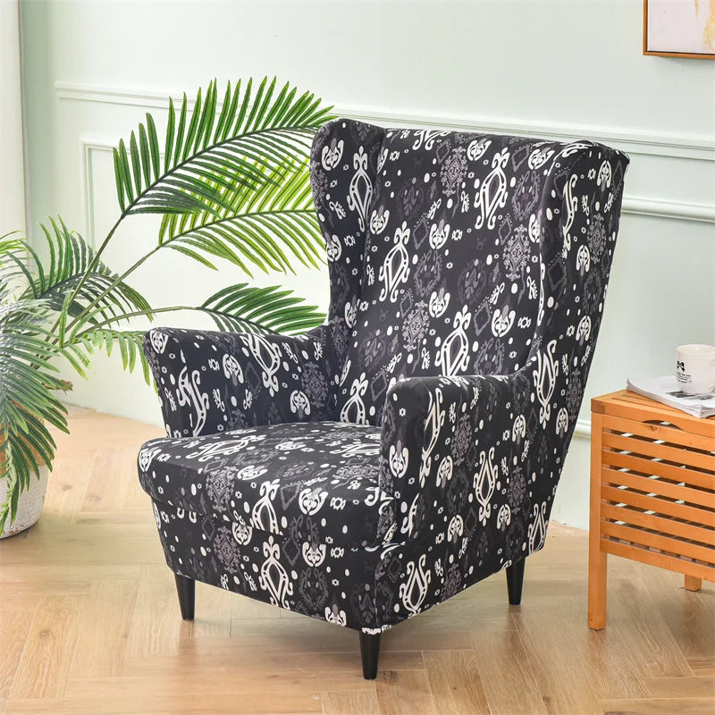 Armchair Covers Tropical Plants Wing Chair Cover Stretch Spandex Sofa Cover Europe Relax Sofa Slipcover With Seat Cushion Covers ModernLifeShow Store