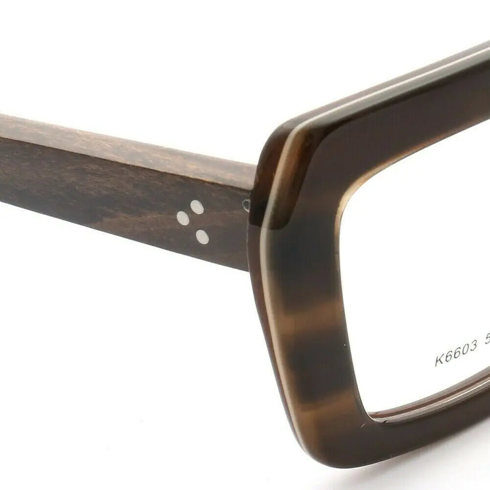 Vintage Women Wooden Glasses Frame | Men's Wood Eyeglass Frame | Oversized Fashionable Square Retro RX Eyewear | Optical Black Spectacle ShopOnlyDeal