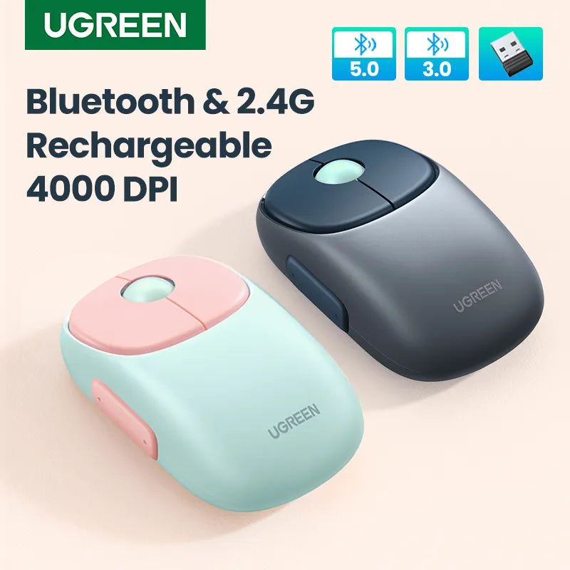 UGREEN Wireless Mouse Bluetooth 5.0 3.0 2.4G Rechargeable Mouse 4000 DPI Charging Bluetooth Mouse For MacBook iPad Tablet Laptop ShopOnlyDeal