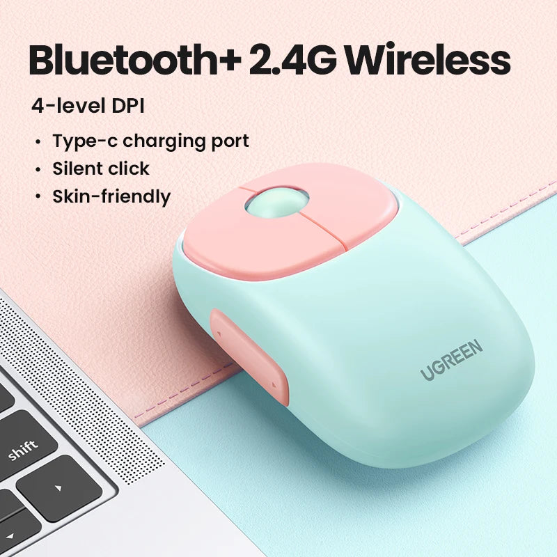 UGREEN Wireless Mouse Bluetooth 5.0 3.0 2.4G Rechargeable Mouse 4000 DPI Charging Bluetooth Mouse For MacBook iPad Tablet Laptop ShopOnlyDeal