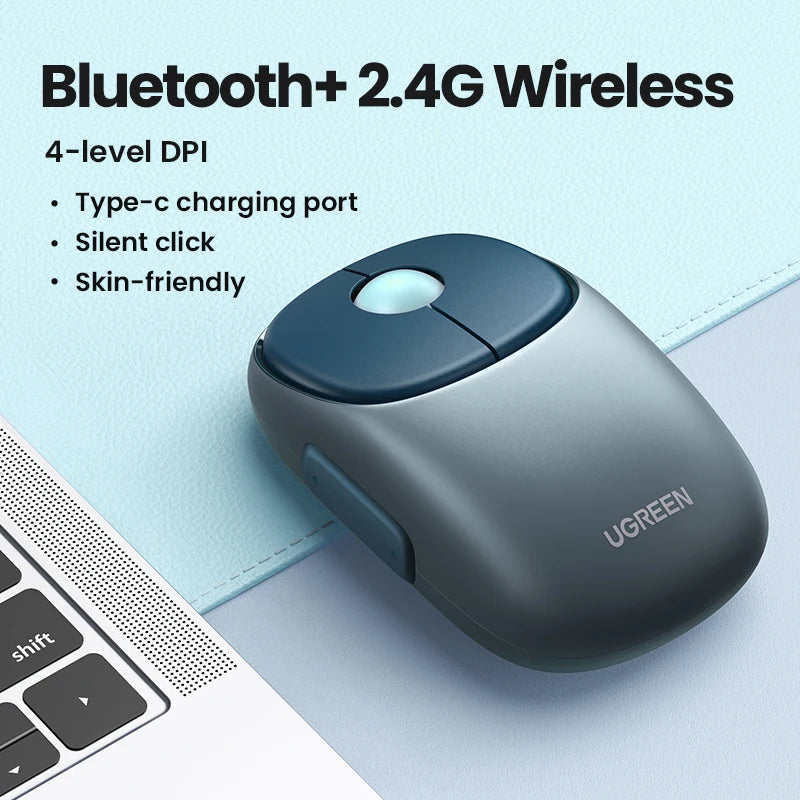 UGREEN Wireless Mouse Bluetooth 5.0 3.0 2.4G Rechargeable Mouse 4000 DPI Charging Bluetooth Mouse For MacBook iPad Tablet Laptop ShopOnlyDeal