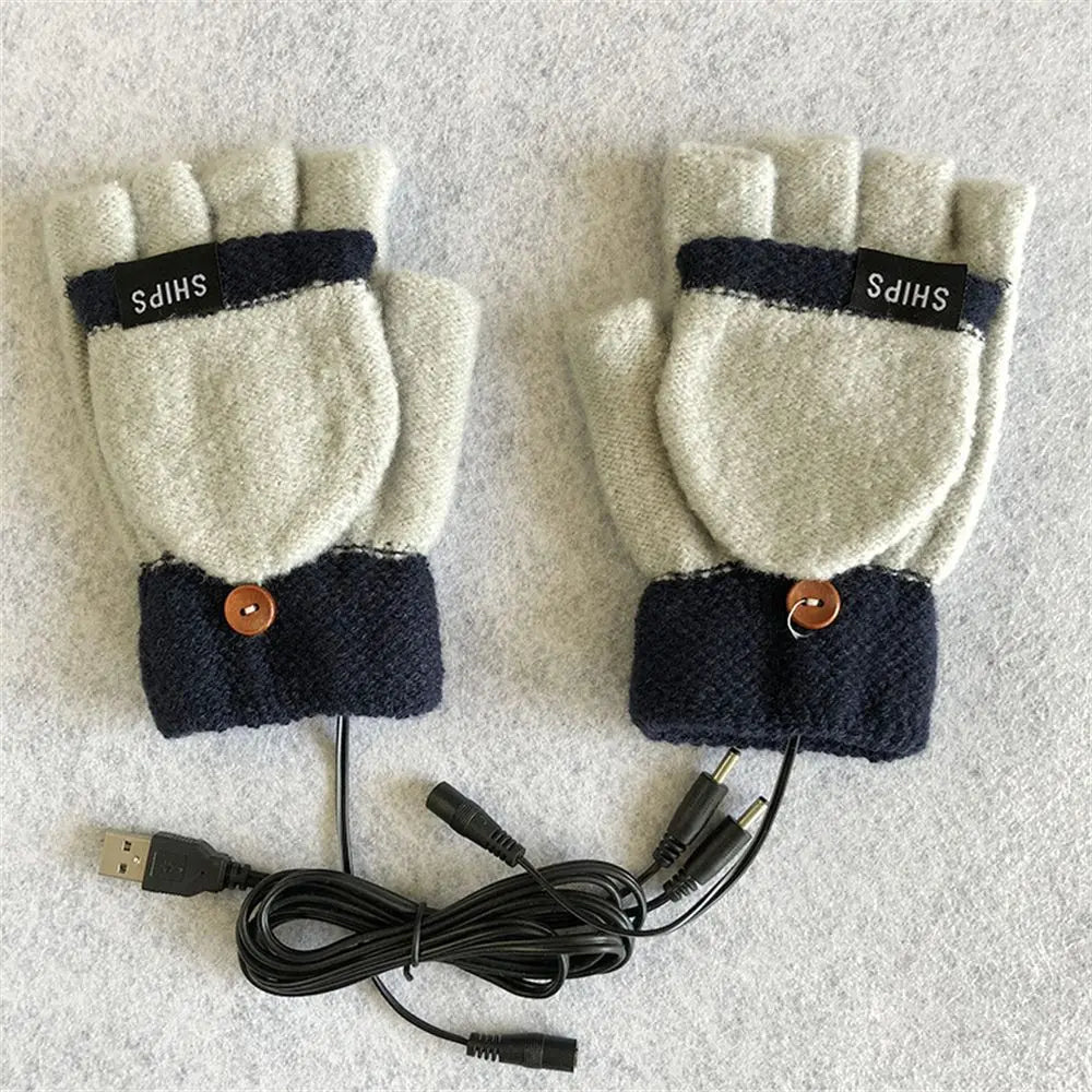 USB Electric Rechargeable Mitten Winter Heated Gloves Full&Half Finger Warmer ShopOnlyDeal