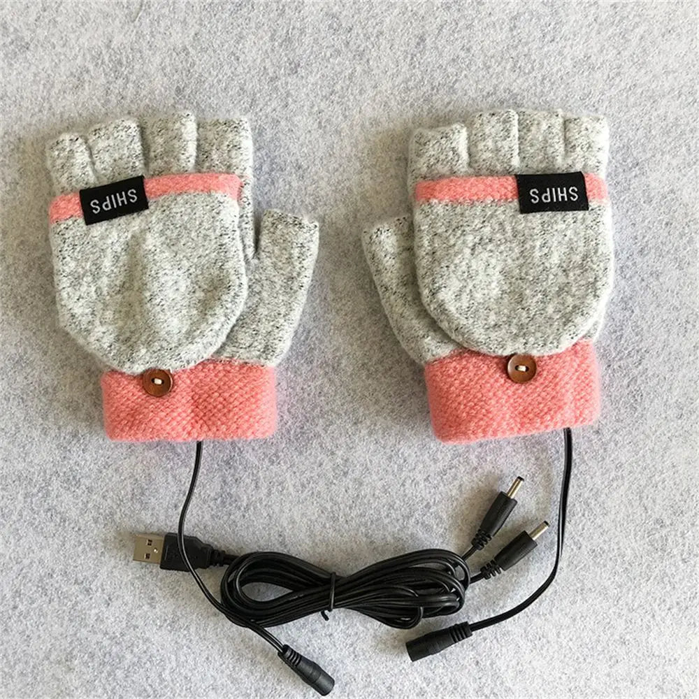 USB Electric Rechargeable Mitten Winter Heated Gloves Full&Half Finger Warmer ShopOnlyDeal