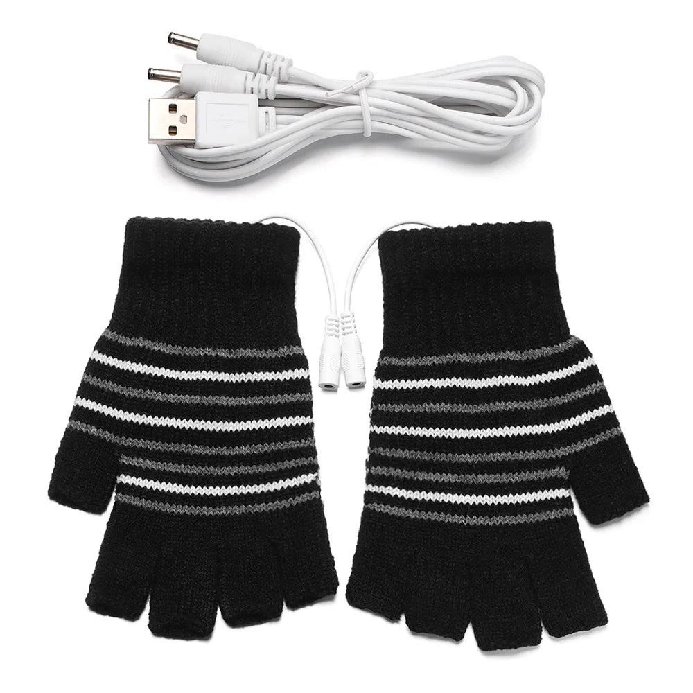 USB Electric Rechargeable Mitten Winter Heated Gloves Full&Half Finger Warmer ShopOnlyDeal