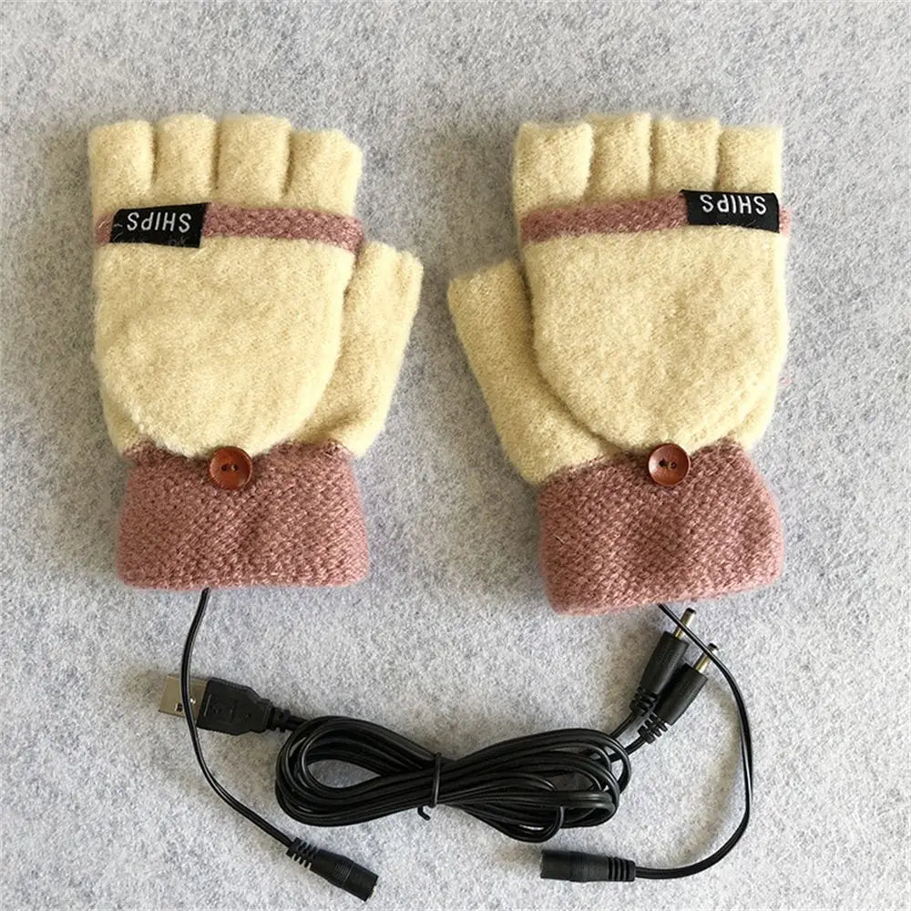 USB Electric Rechargeable Mitten Winter Heated Gloves Full&Half Finger Warmer ShopOnlyDeal