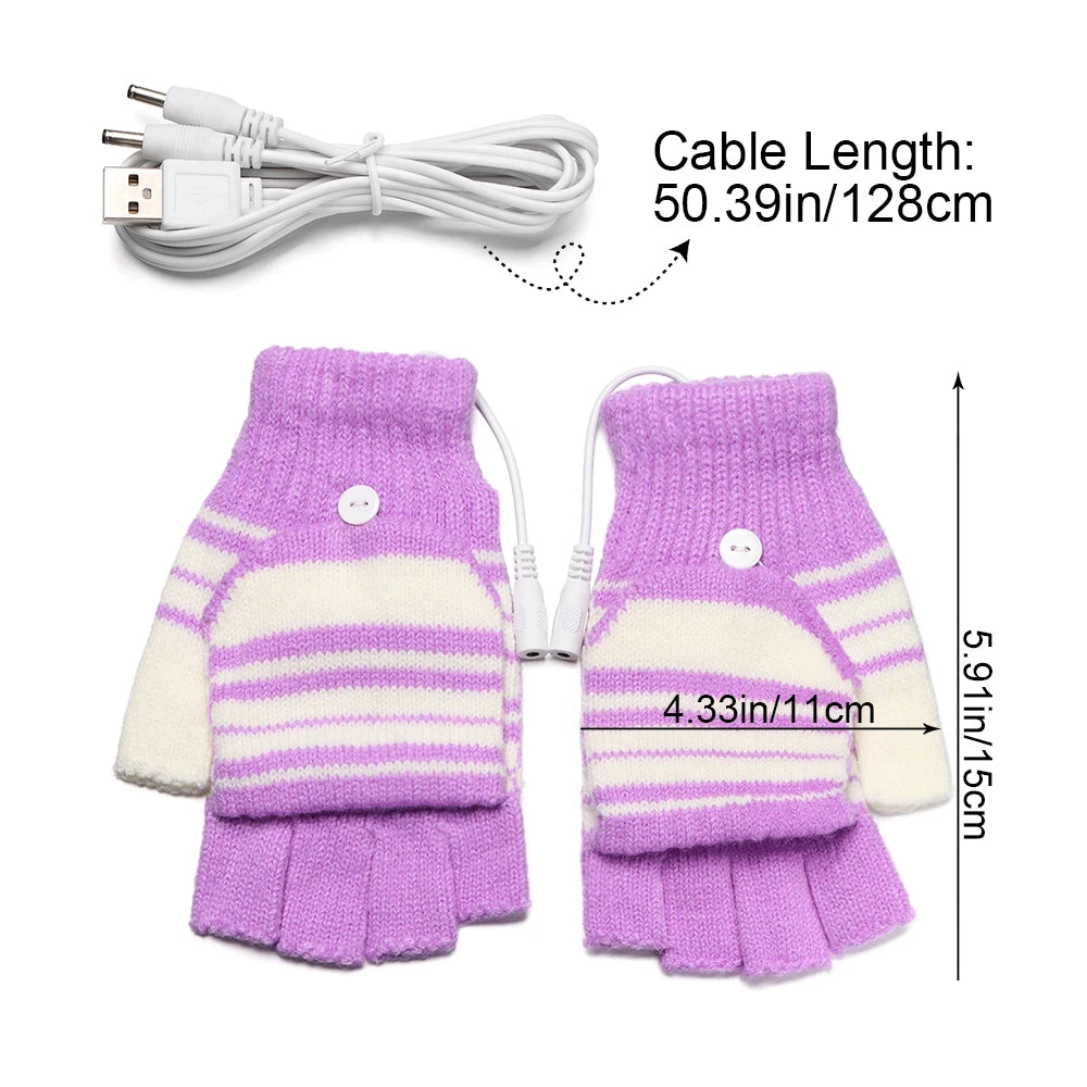 USB Electric Rechargeable Mitten Winter Heated Gloves Full&Half Finger Warmer ShopOnlyDeal