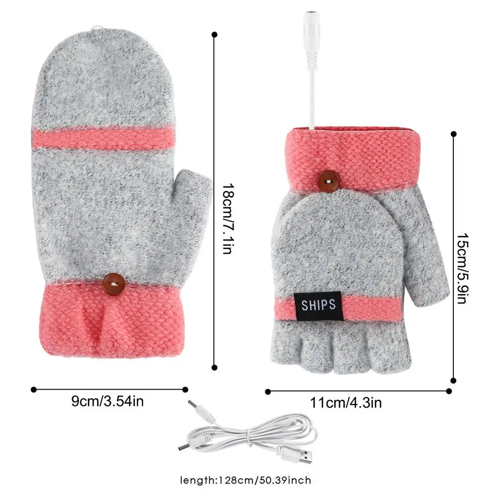 USB Electric Rechargeable Mitten Winter Heated Gloves Full&Half Finger Warmer ShopOnlyDeal