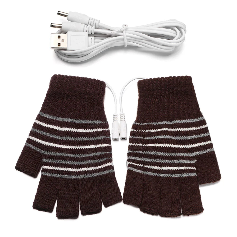 USB Electric Rechargeable Mitten Winter Heated Gloves Full&Half Finger Warmer ShopOnlyDeal