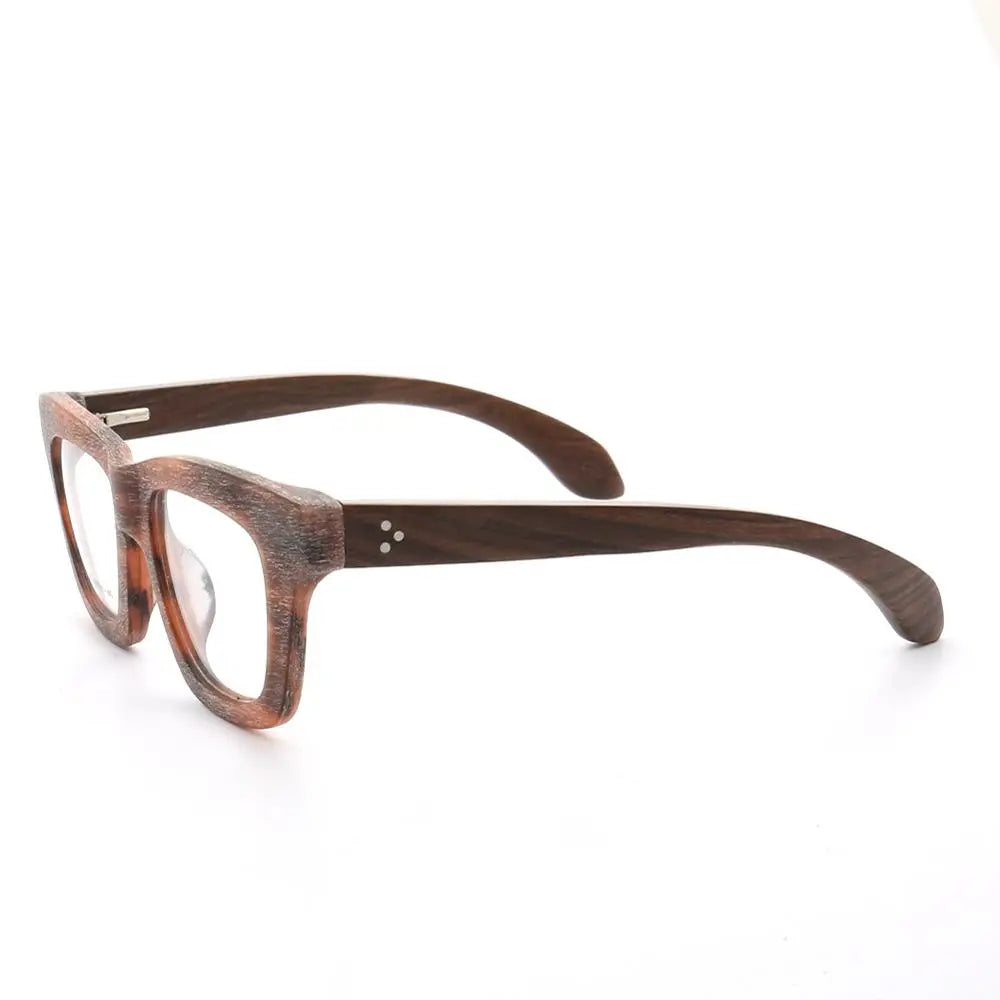 Women's Vintage Wooden Glasses Frames | Men's Wood Eyeglass Frames | Oversized Fashionable Square Retro Rx Eyeglasses | Optical Frames ShopOnlyDeal