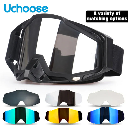 Uchoose Off-road Goggles Motocross Glasses Motorcycle Sunglasses Man MTB ATV Mask Windproof Protection Skiing Cycling Racing Gog ShopOnlyDeal