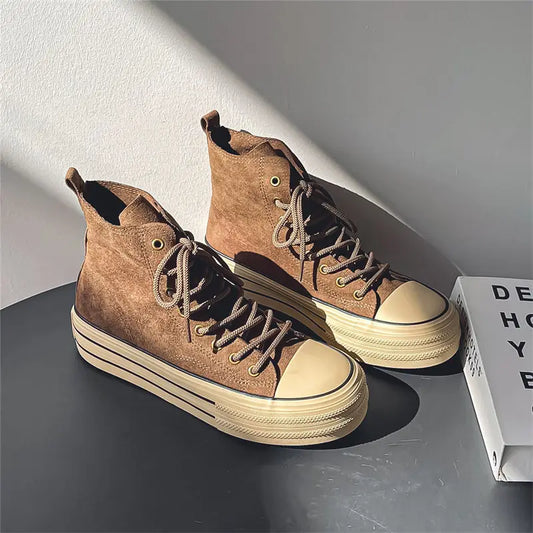 Unique Retro Cow Suede Leather Sneakers Male Autumn Winter Fashion Student High Street Walking Shoes Zapatos De Mujer ShopOnlyDeal