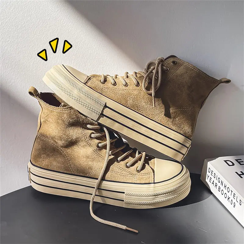Unique Retro Cow Suede Leather Sneakers Male Autumn Winter Fashion Student High Street Walking Shoes Zapatos De Mujer ShopOnlyDeal